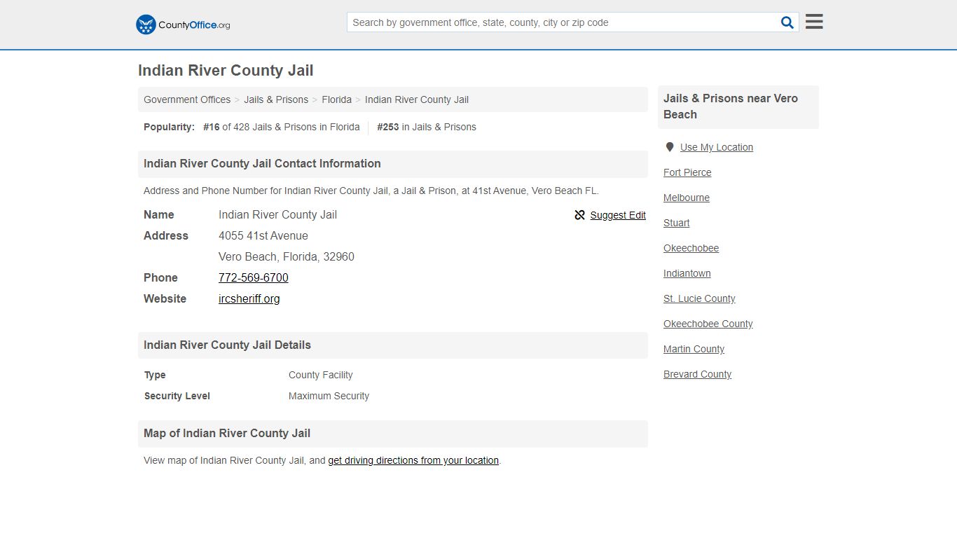 Indian River County Jail - Vero Beach, FL (Address and Phone)