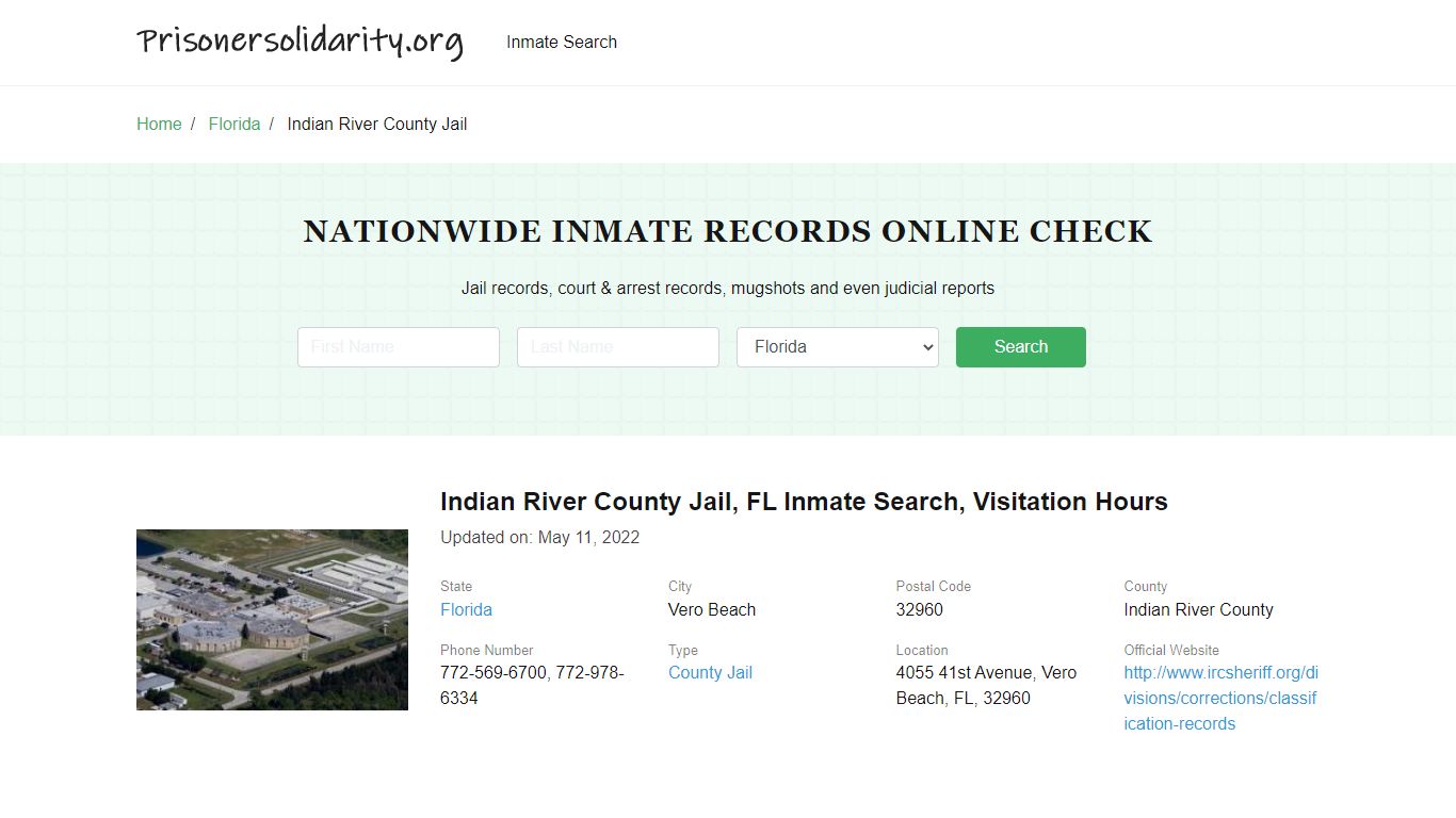 Indian River County Jail , FL Inmate Search, Visitation Hours